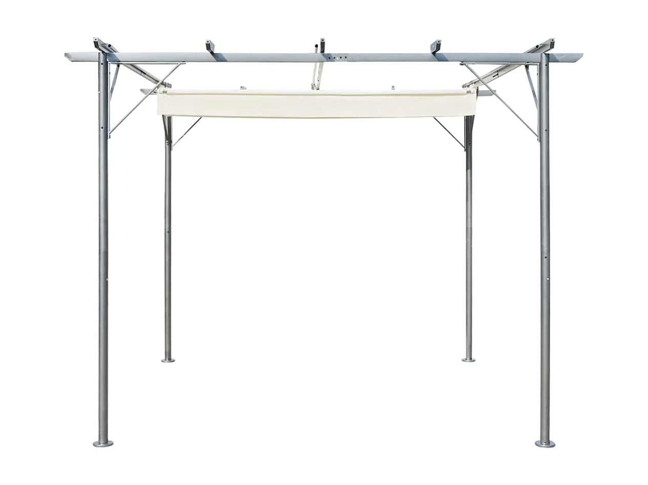 Pergola avec toit rétractable Blanc crème 3 x 3 m Acier