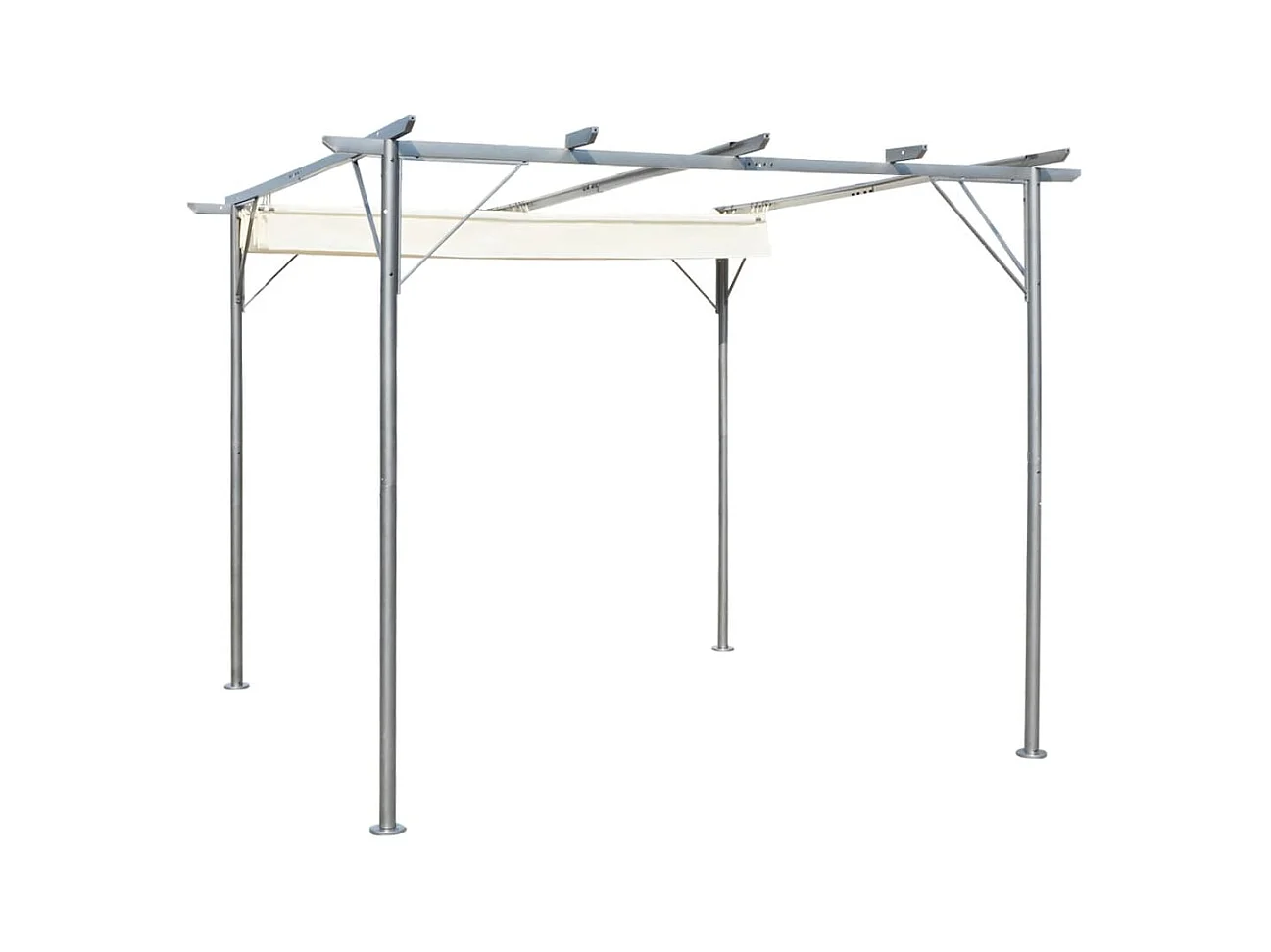 Pergola avec toit rétractable Blanc crème 3 x 3 m Acier