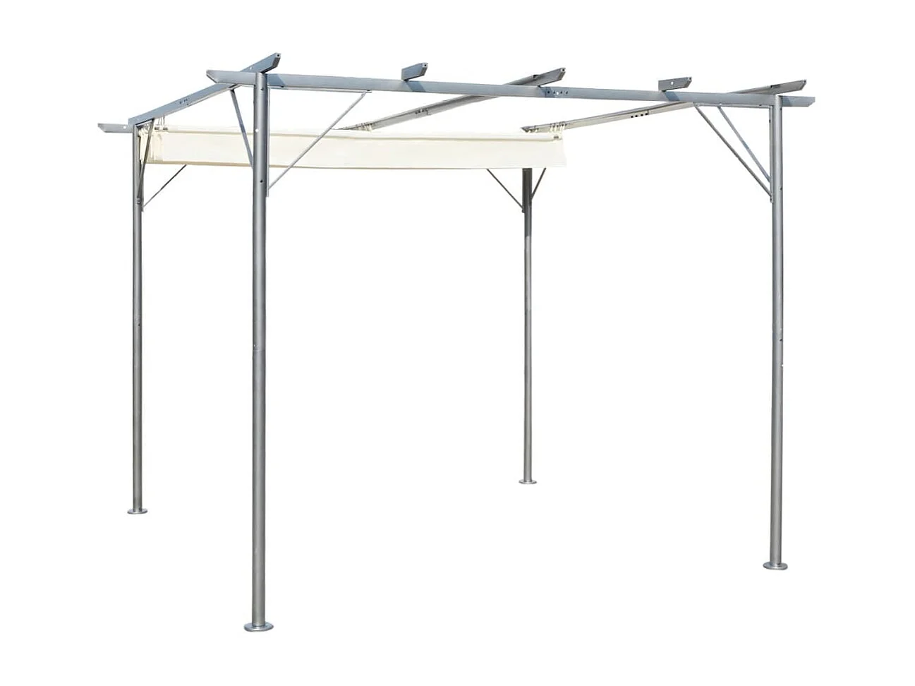 Pergola avec toit rétractable Blanc crème 3 x 3 m Acier