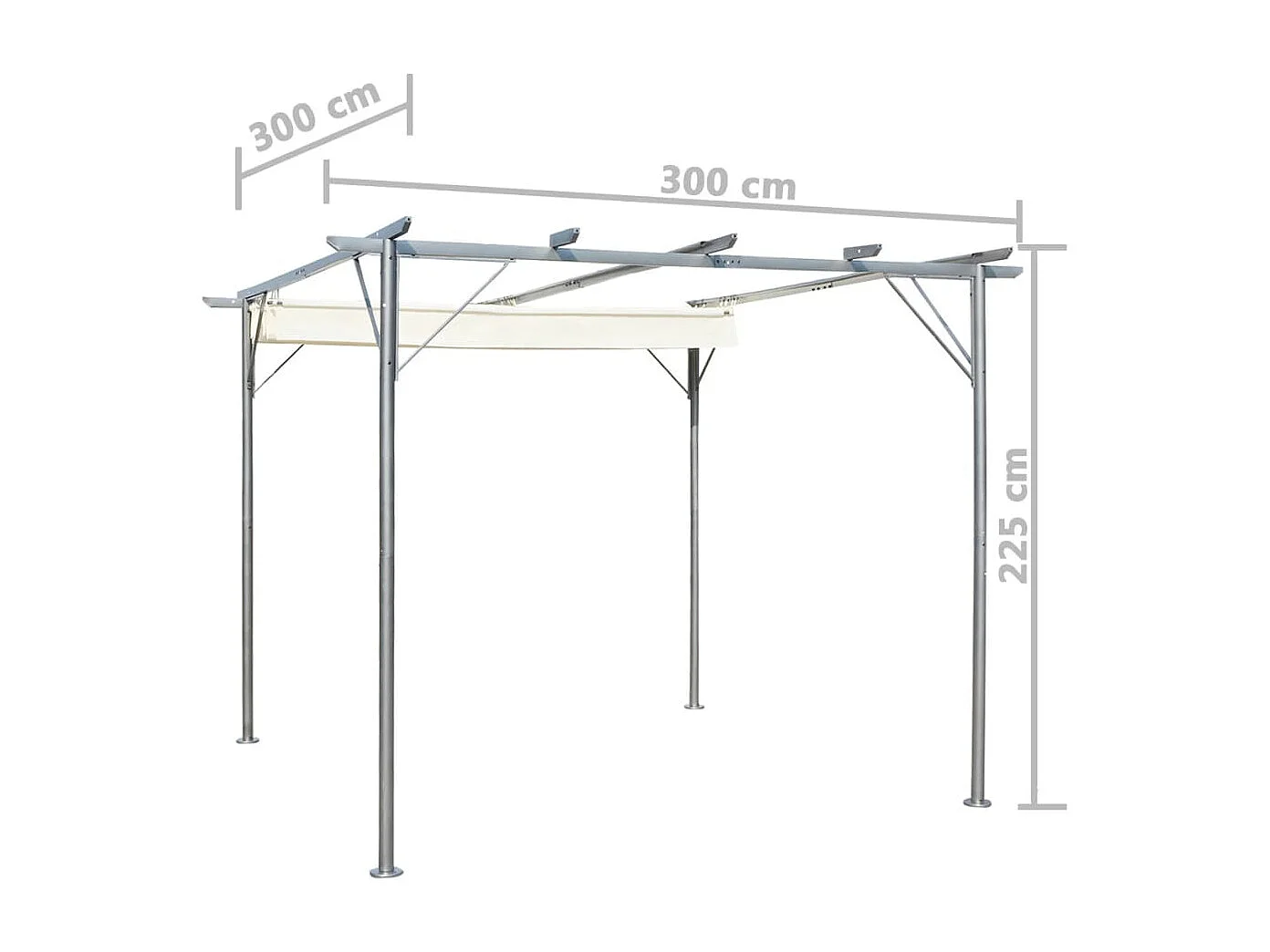 Pergola avec toit rétractable Blanc crème 3 x 3 m Acier