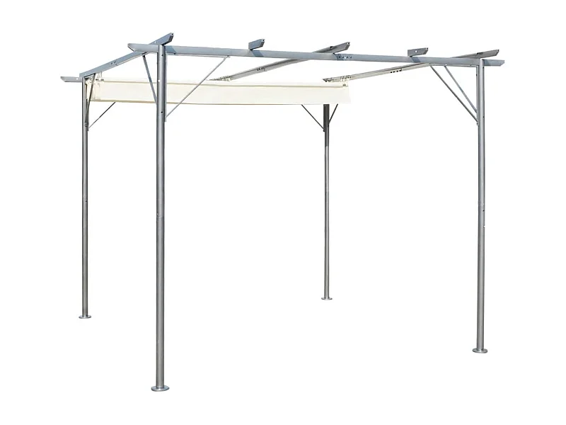 Pergola avec toit rétractable Blanc crème 3 x 3 m Acier