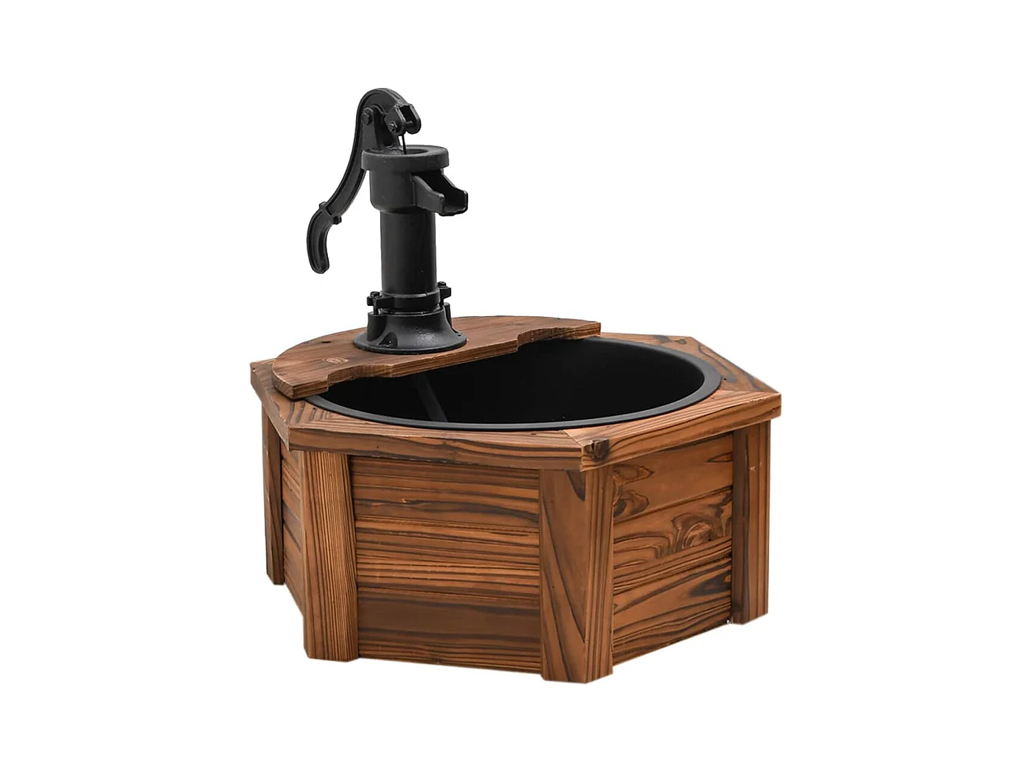 vidaXL Fuente de agua con bomba madera maciza de abeto 57x57x53 cm Marrón