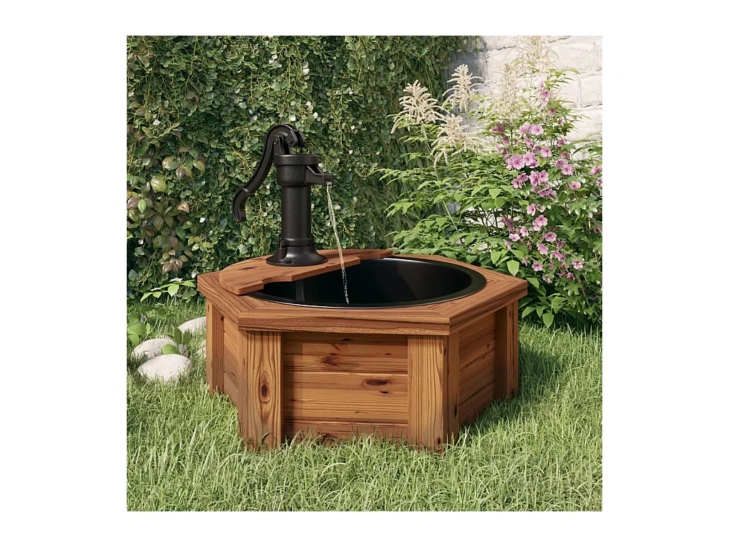 Fontaine à eau avec pompe 57x57x53 Bois de sapin massif