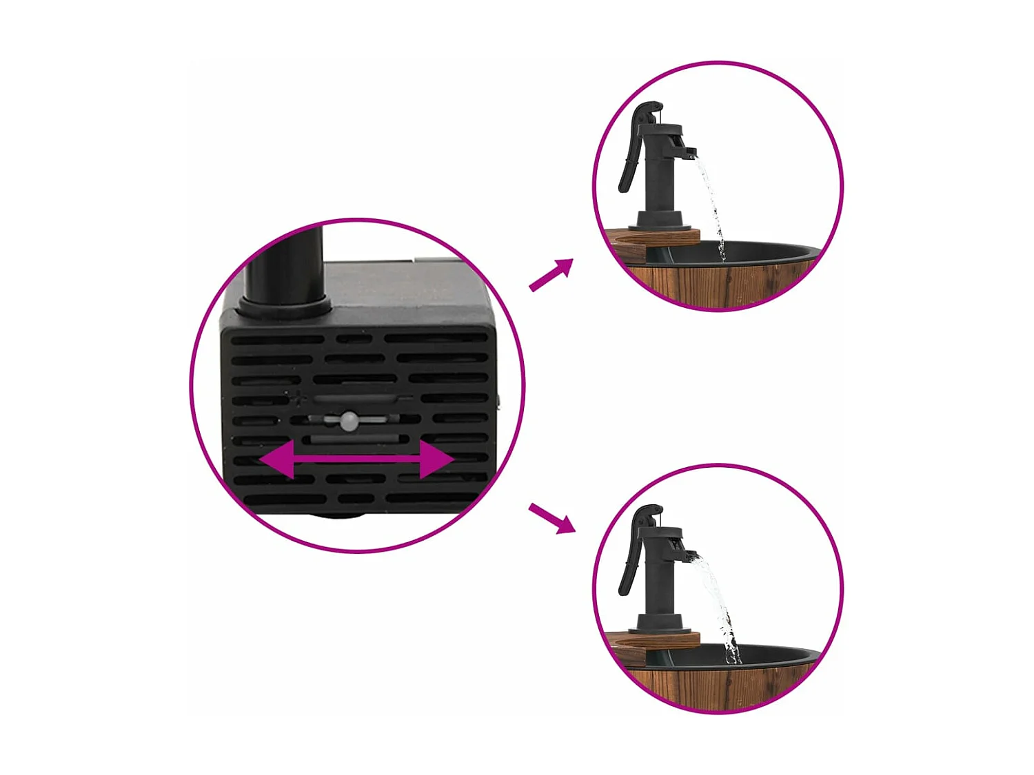 vidaXL Fuente de agua con bomba madera maciza de abeto 28x28x34,5 cm Marrón