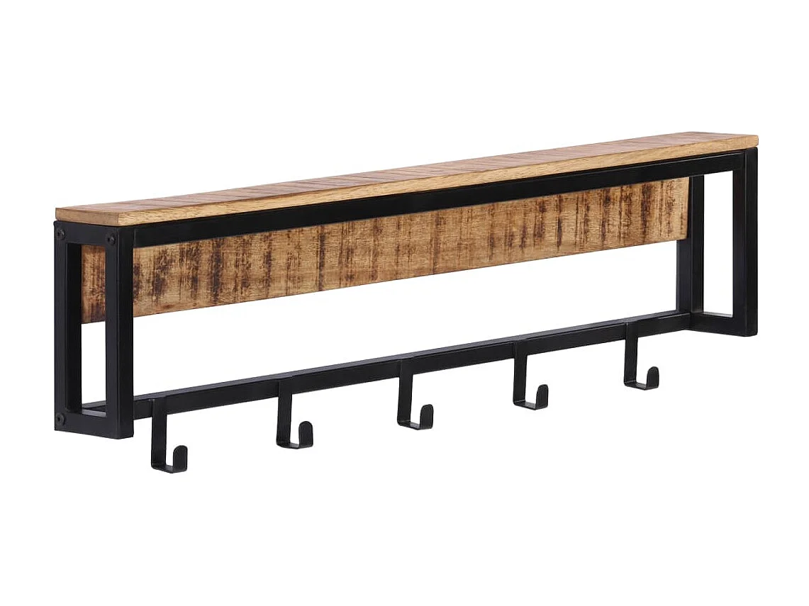 Porte-manteau 87x10x27 bois de manguier massif brut