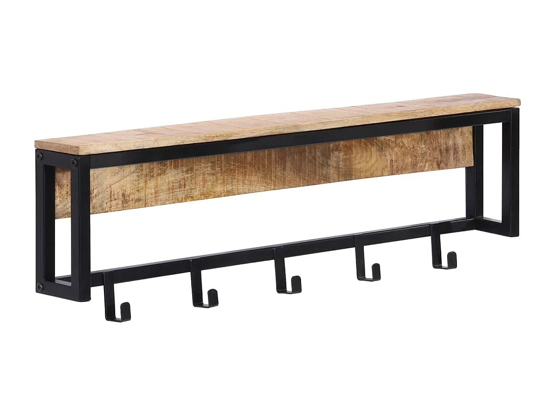 Porte-manteau 87x10x27 bois de manguier massif brut