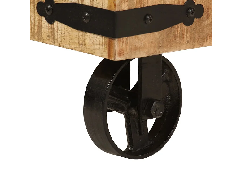 Porte-vêtements et roues 90x35x190 bois de manguier et fer