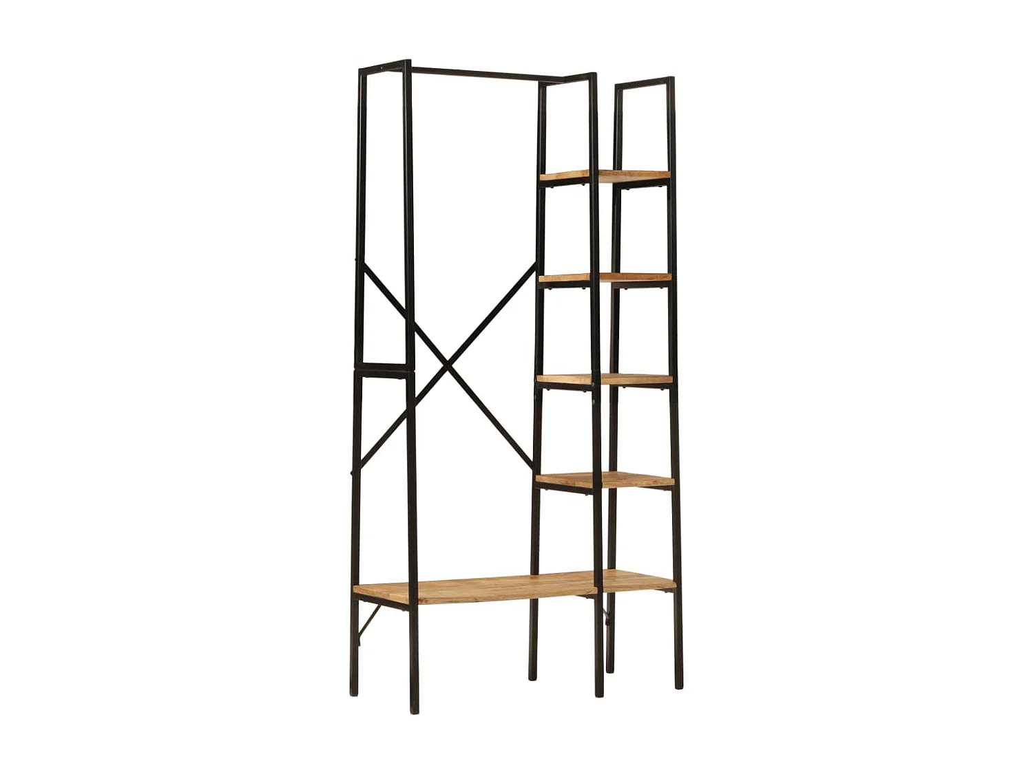 Porte-vêtements et étagères 90x40x190 bois de manguier et fer