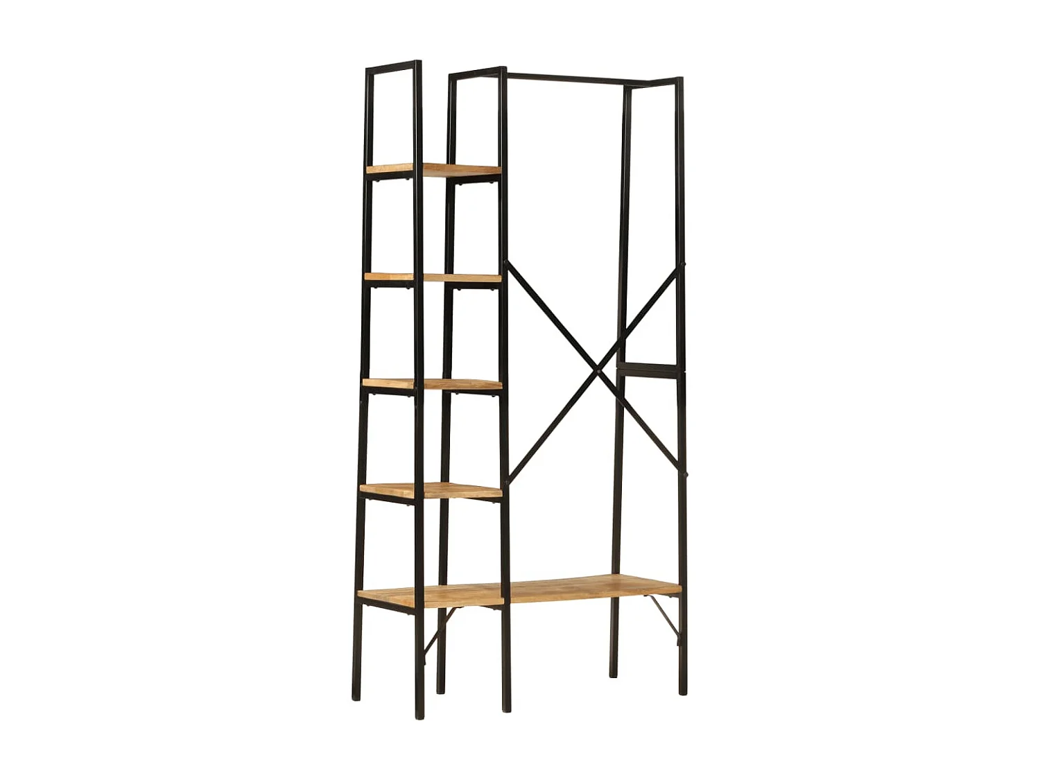 Porte-vêtements et étagères 90x40x190 bois de manguier et fer