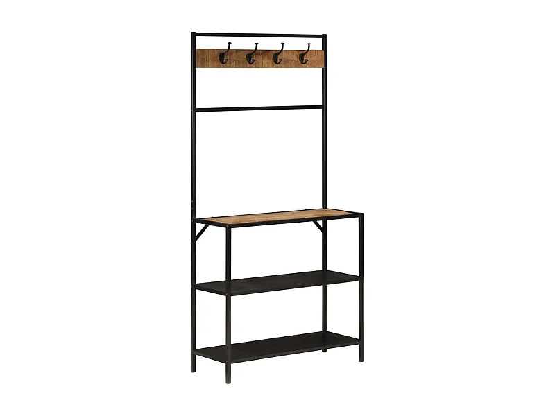 Porte-manteau 90x35x180 bois de manguier et fer