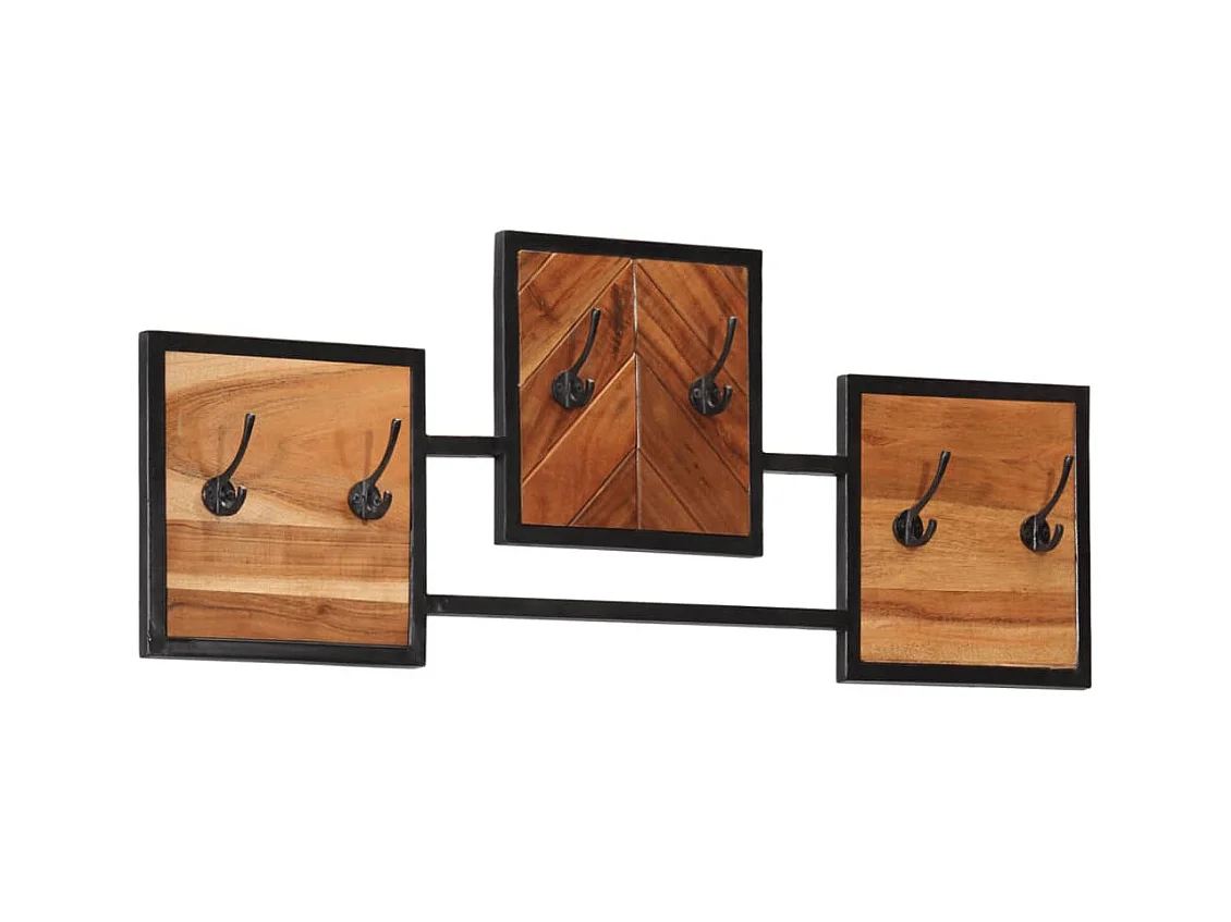 Porte-manteau mural 90x1x35 bois massif d'acacia et fer