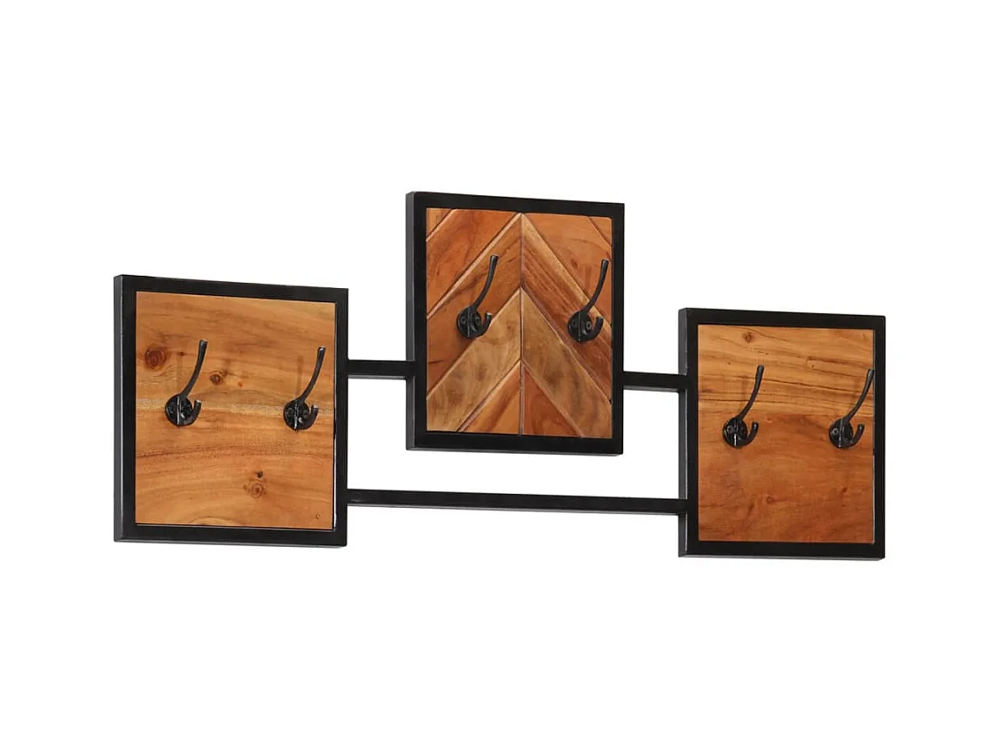 Porte-manteau mural 90x1x35 bois massif d'acacia et fer