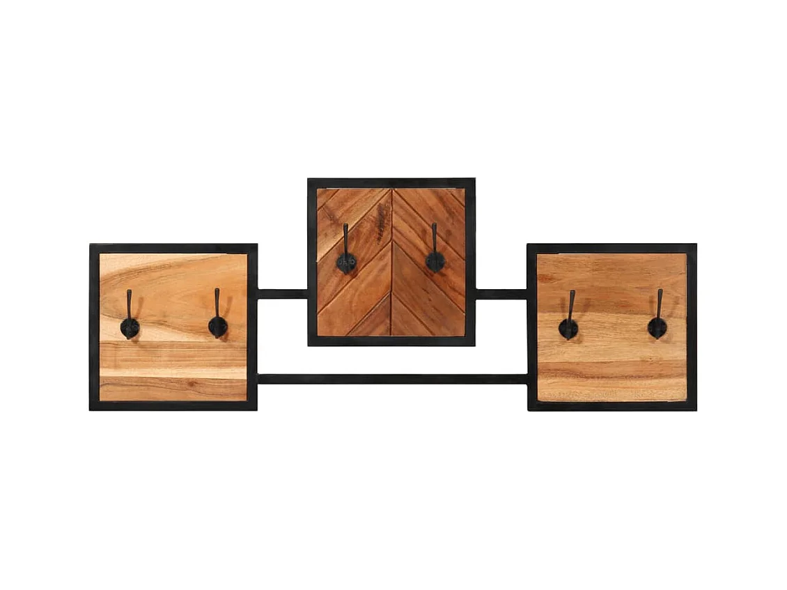 Porte-manteau mural 90x1x35 bois massif d'acacia et fer