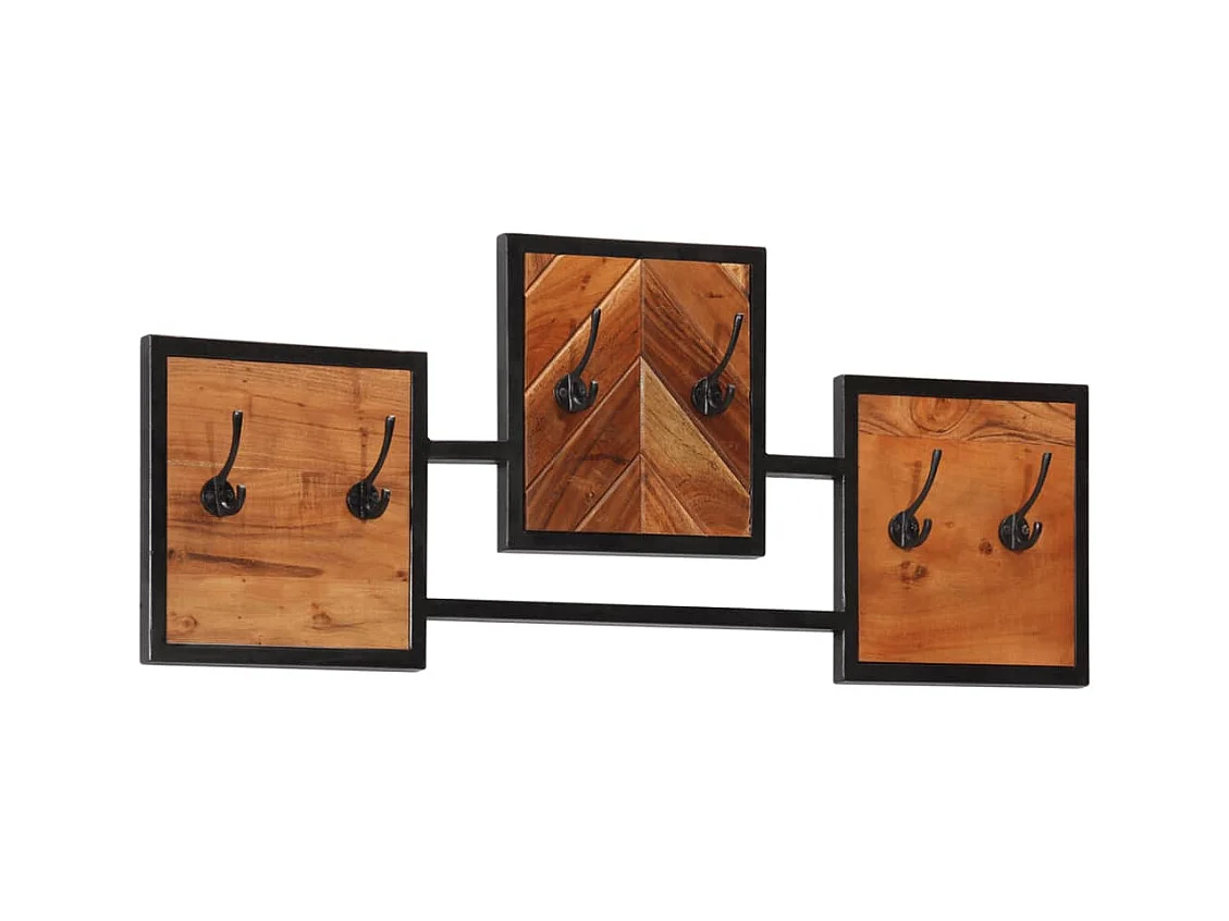 Porte-manteau mural 90x1x35 bois massif d'acacia et fer