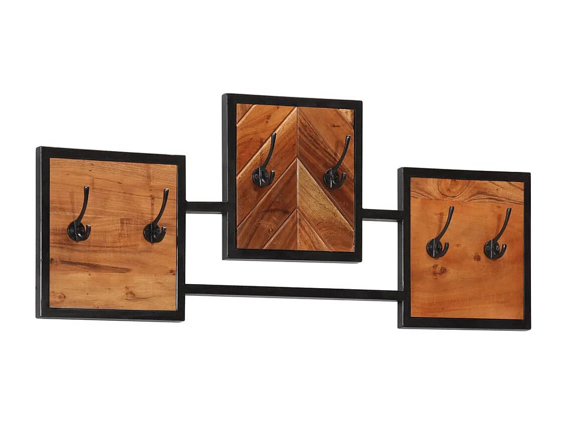 Porte-manteau mural 90x1x35 bois massif d'acacia et fer