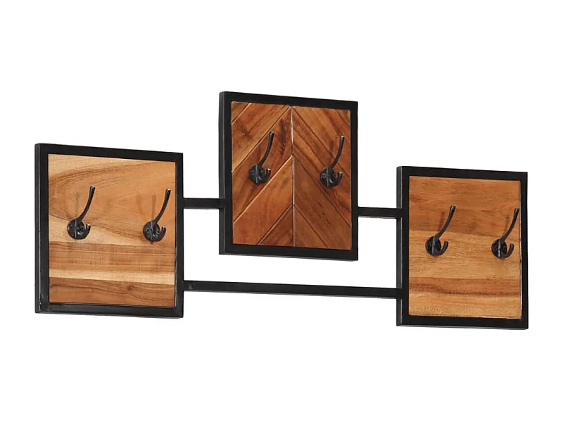 Porte-manteau mural 90x1x35 bois massif d'acacia et fer
