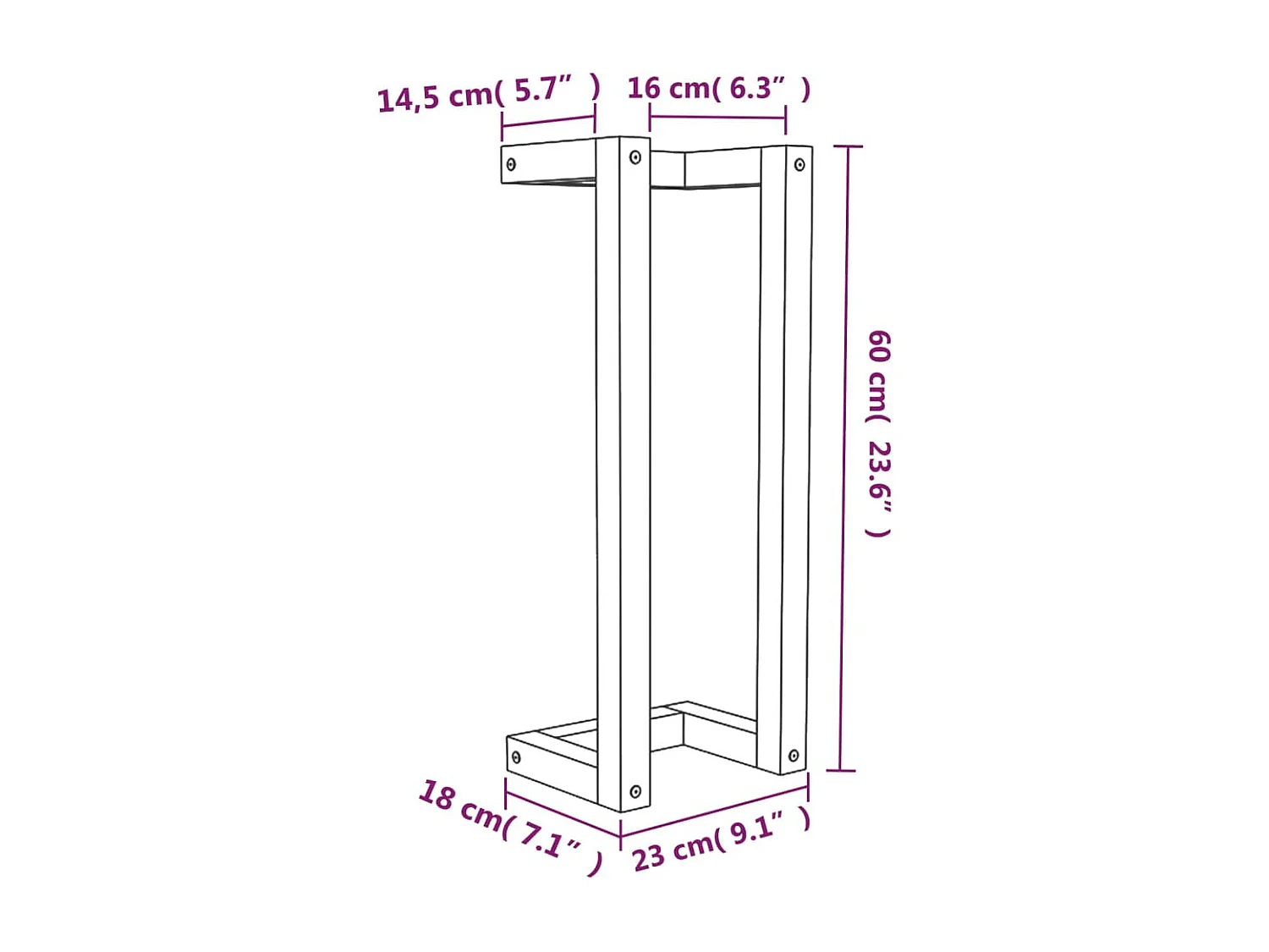Handdoekenrek 23x18x60 cm massief grenenhout