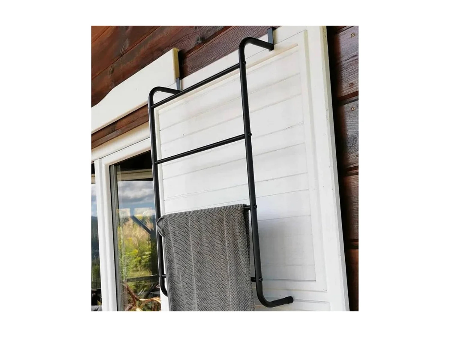 Bathroom Solutions Porte-serviettes suspendu de porte Métal Noir