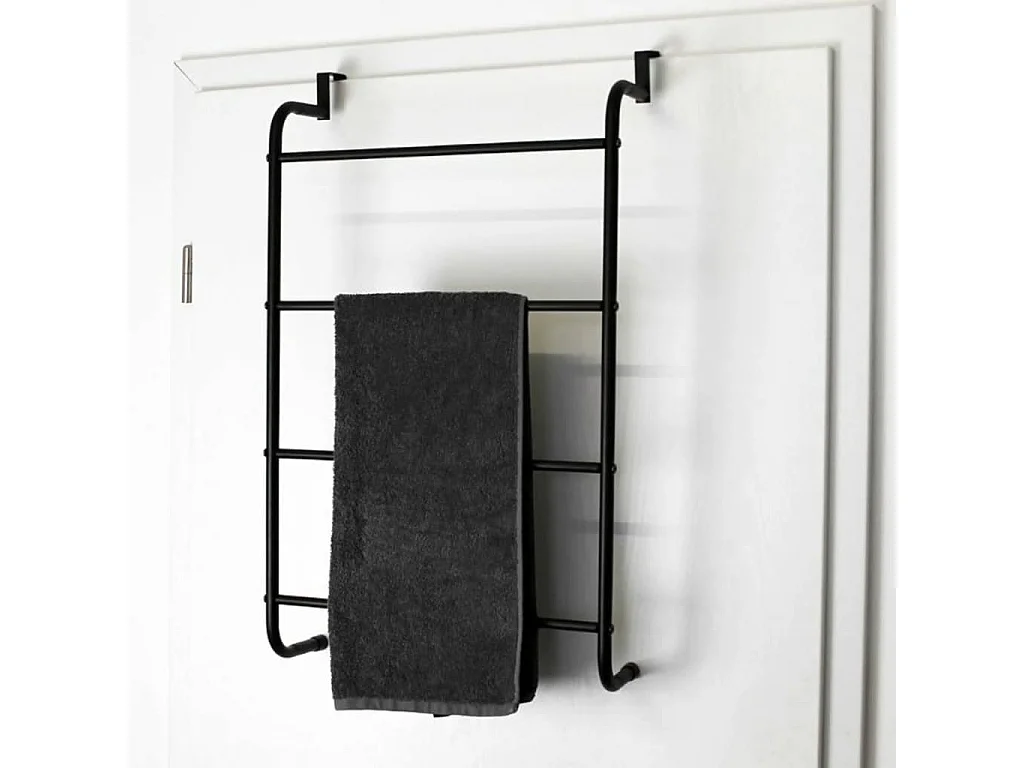 Bathroom Solutions Porte-serviettes suspendu de porte Métal Noir