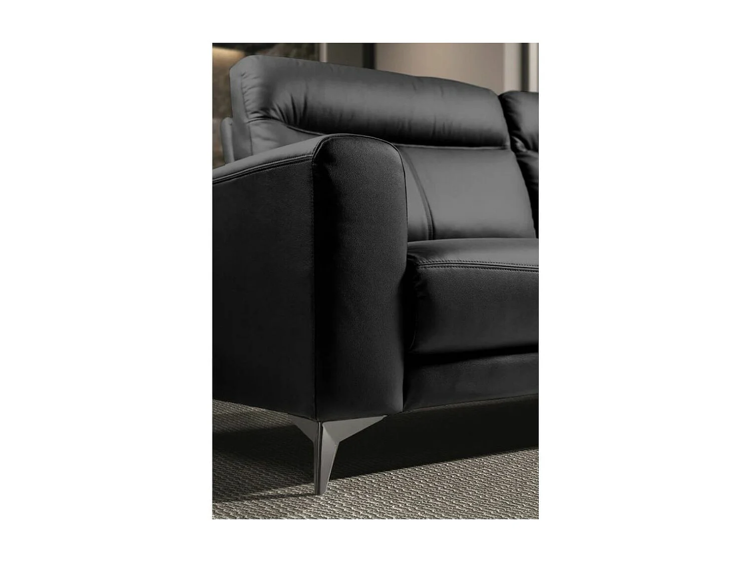 Canapé 3 places design en cuir Jorka 207cm-Couleur Noir