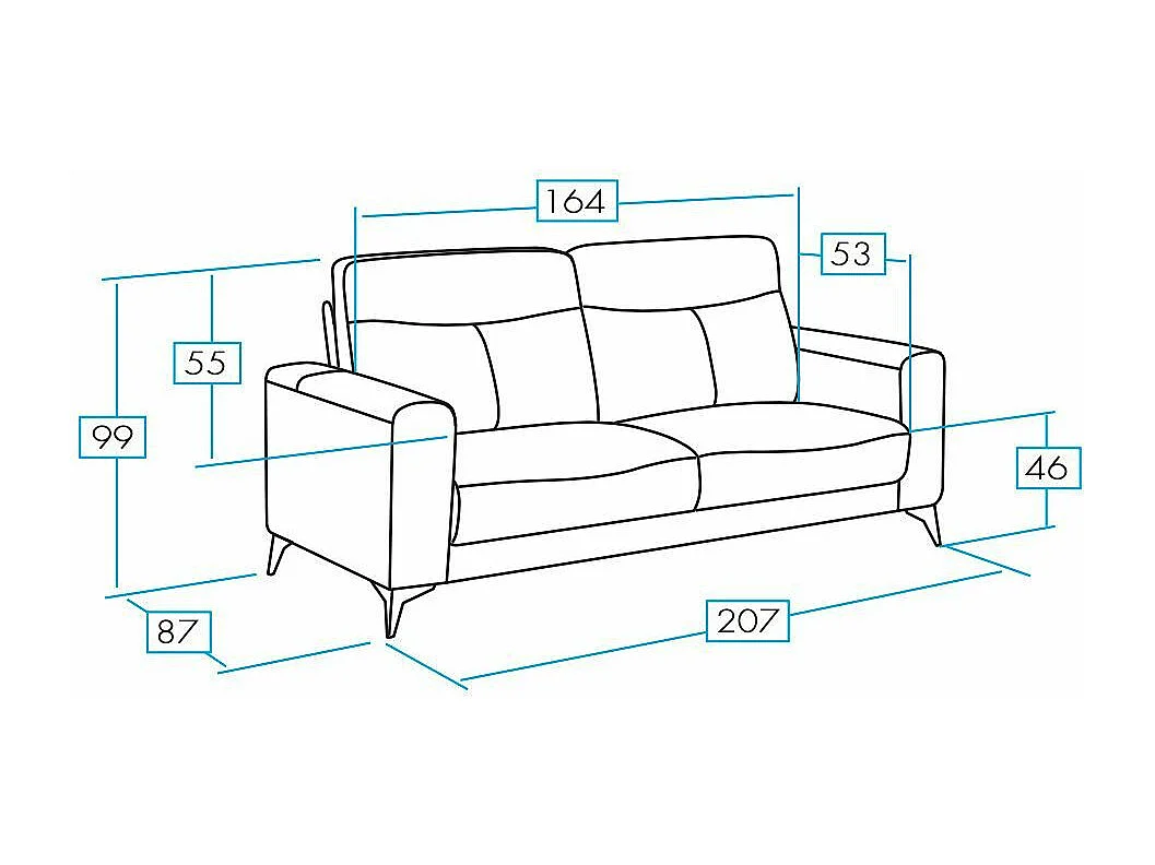 Canapé 3 places design en cuir Jorka 207cm-Couleur Noir