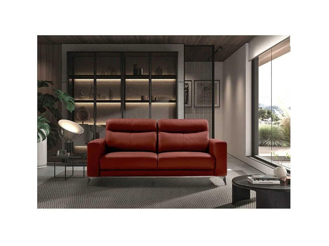 Sofá de 3 plazas en piel Jorka 207 cm-Color Negro