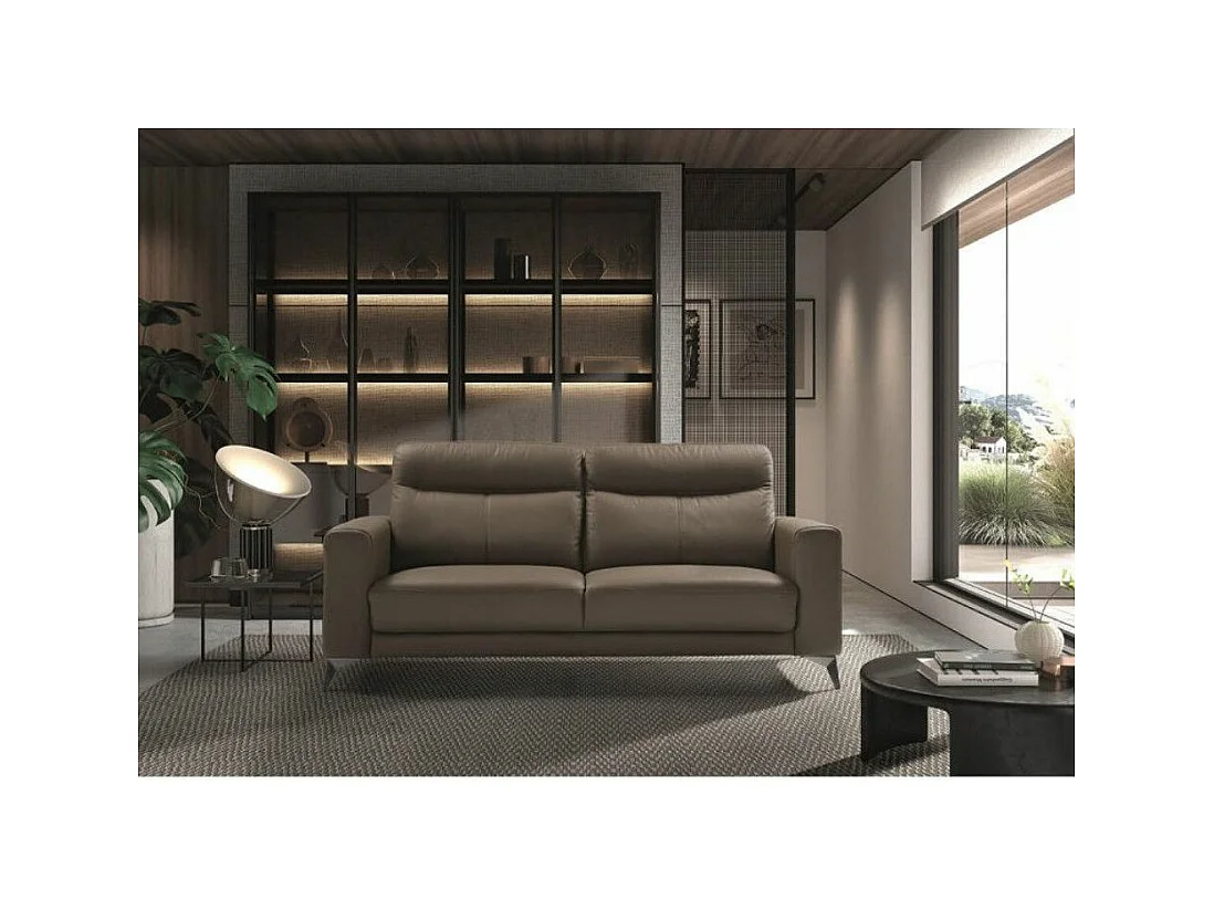 Sofá de 3 plazas en piel Jorka 207 cm-Color Negro