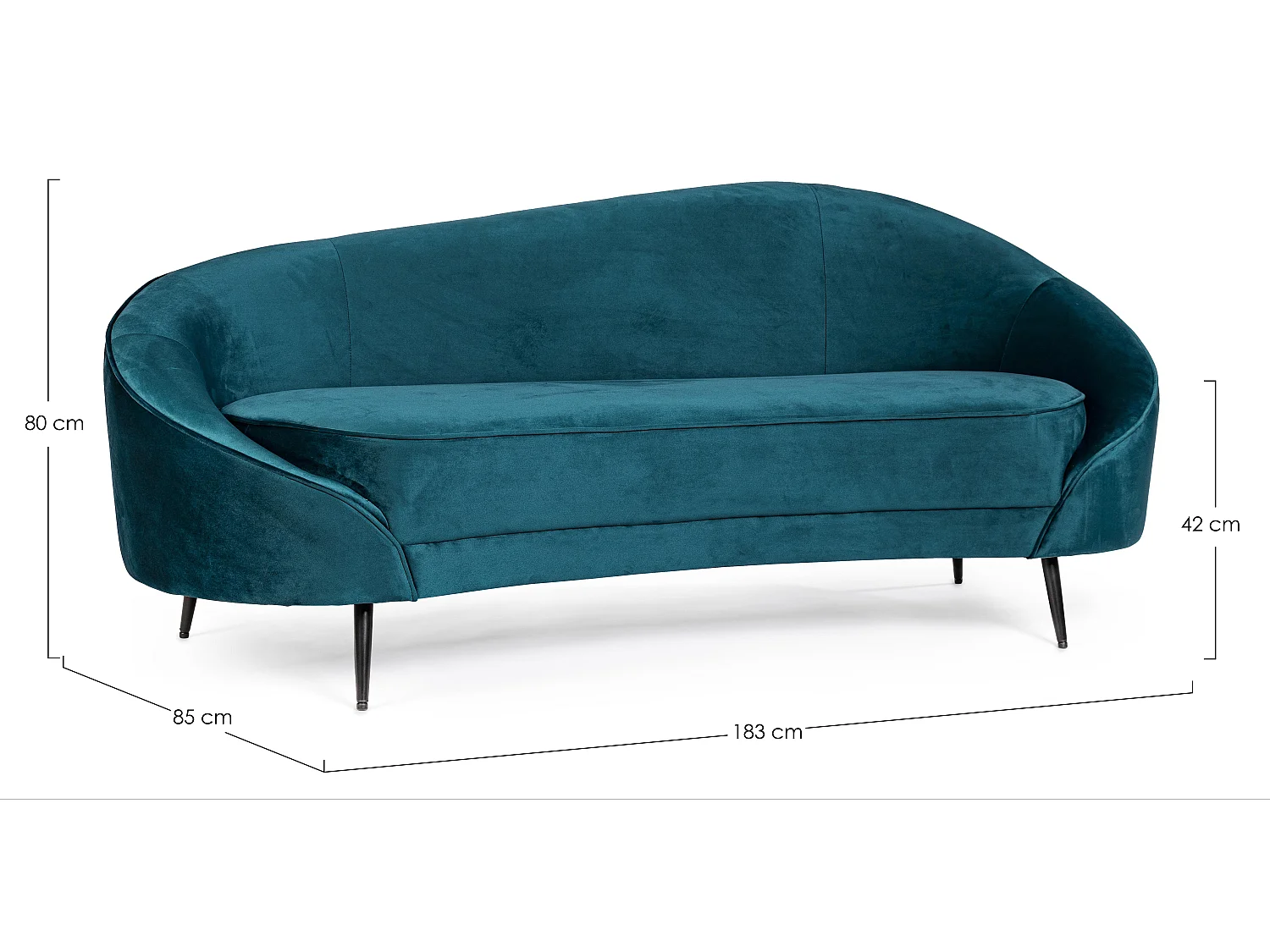 Canapé en polyester bleu turquoise 2 places Sera