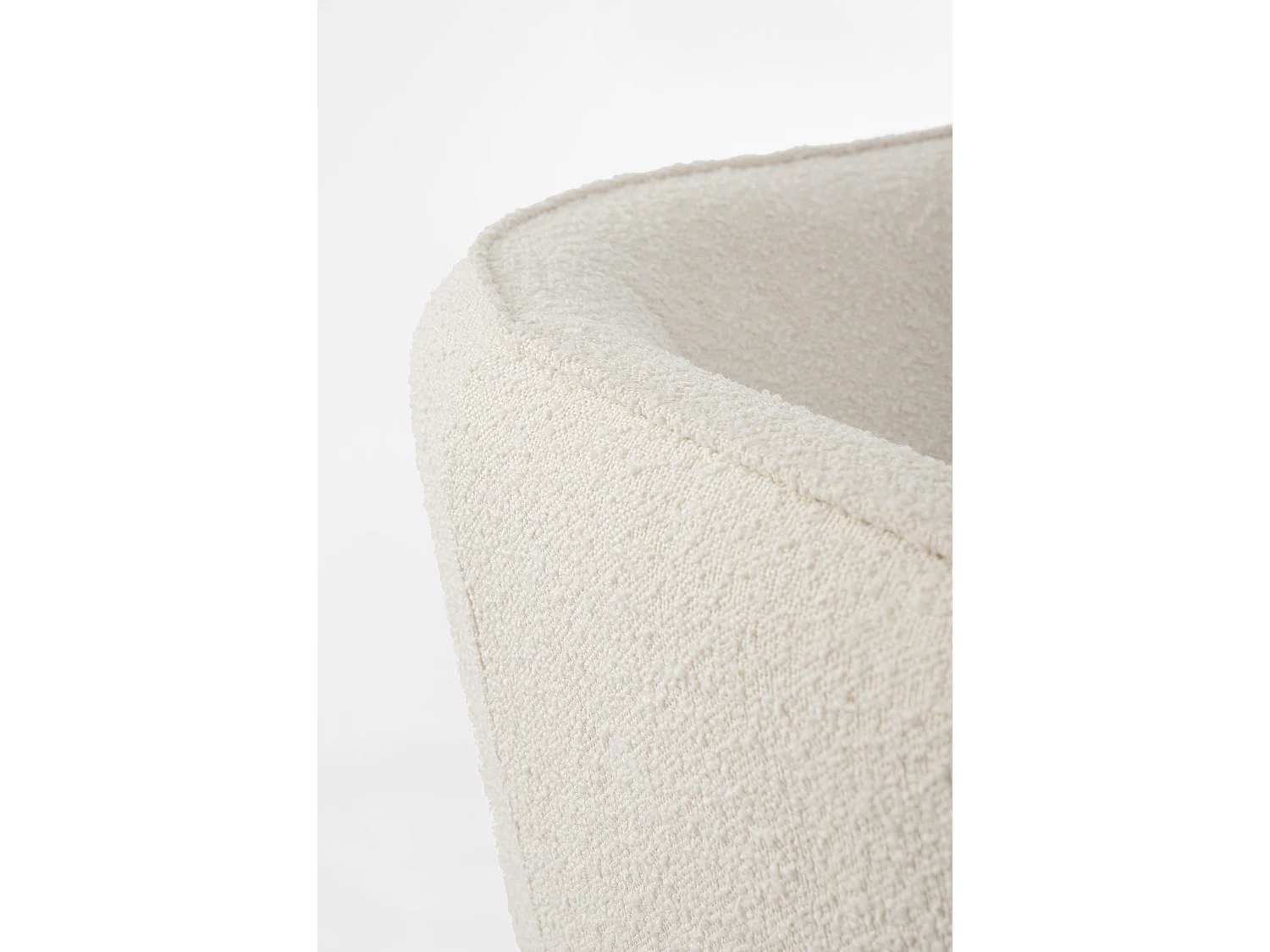 Canapé moderne 3 places tissu doux bouclé blanc et pieds acier noir Kadole 175cm