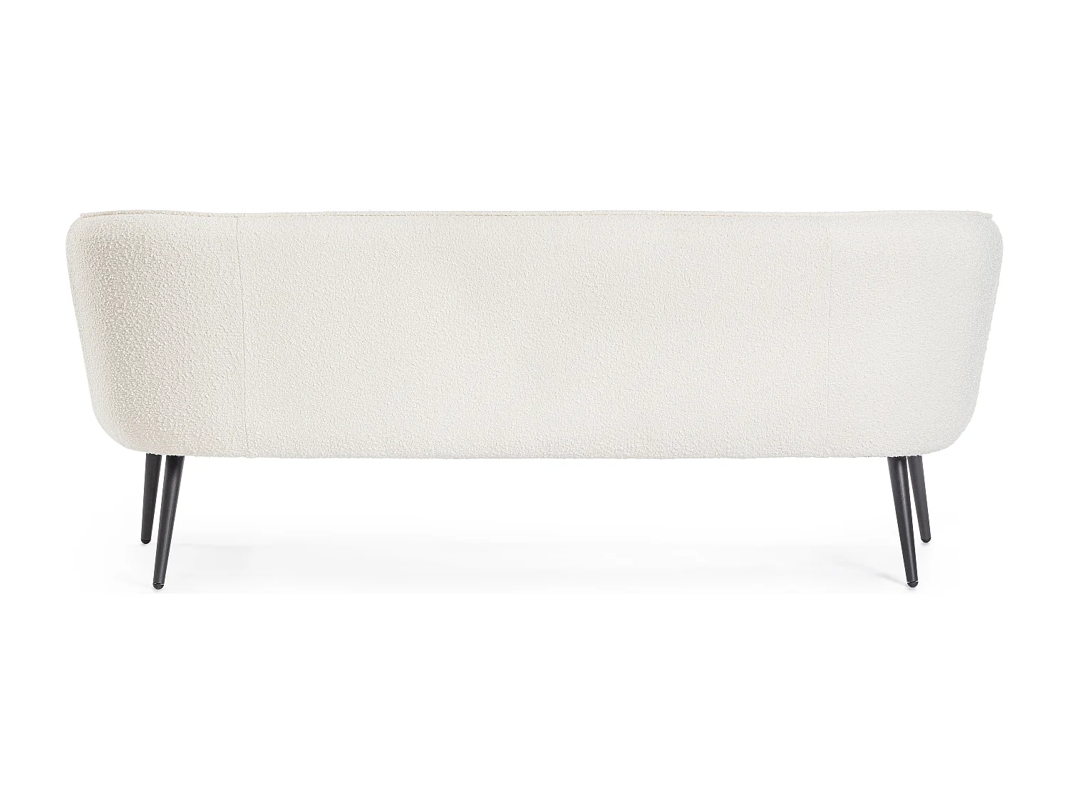 Canapé moderne 3 places tissu doux bouclé blanc et pieds acier noir Kadole 175cm