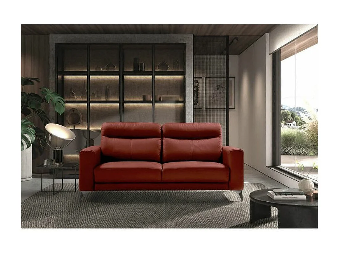 Canapé 3 places design en cuir Jorka 207cm-Couleur Marron
