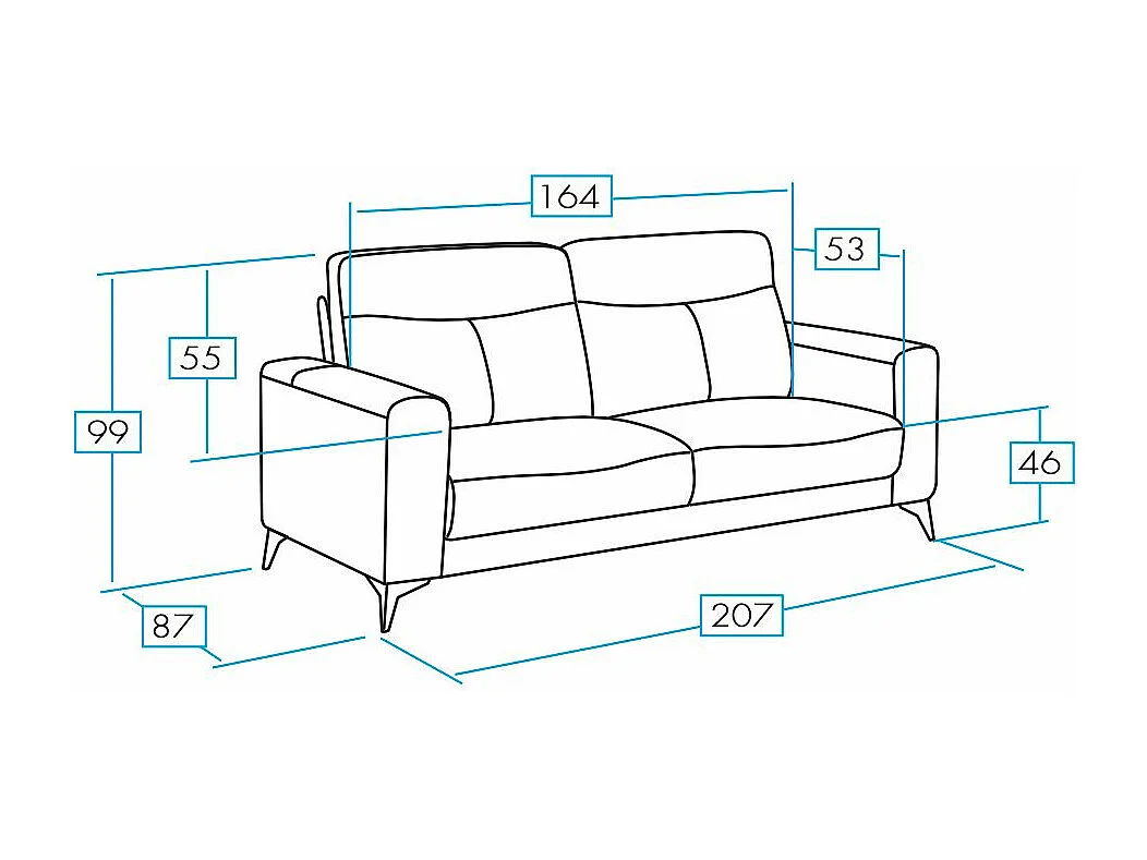 Canapé 3 places design en cuir Jorka 207cm-Couleur Marron