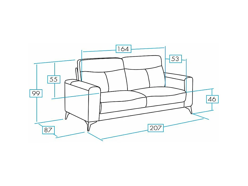 Canapé 3 places design en cuir Jorka 207cm-Couleur Marron