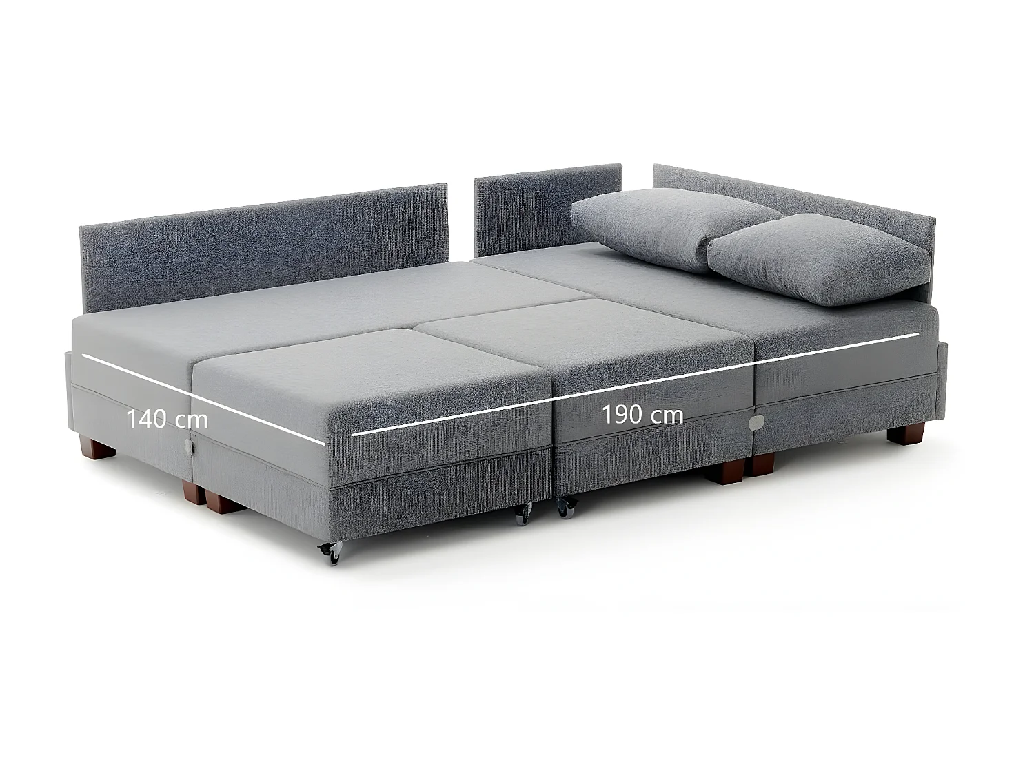 Canapé d'angle convertible et 2 poufs tissu Tikona 280cm-Couleur Gris anthracite-angle gauche
