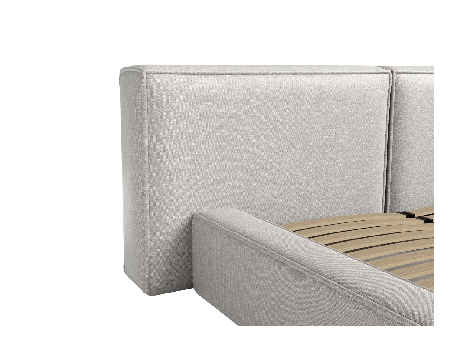 Bett mit Bettkasten + Matratze - 160 x 200 cm - Stoff - Hellgrau - TIMANO von Pascal Morabito