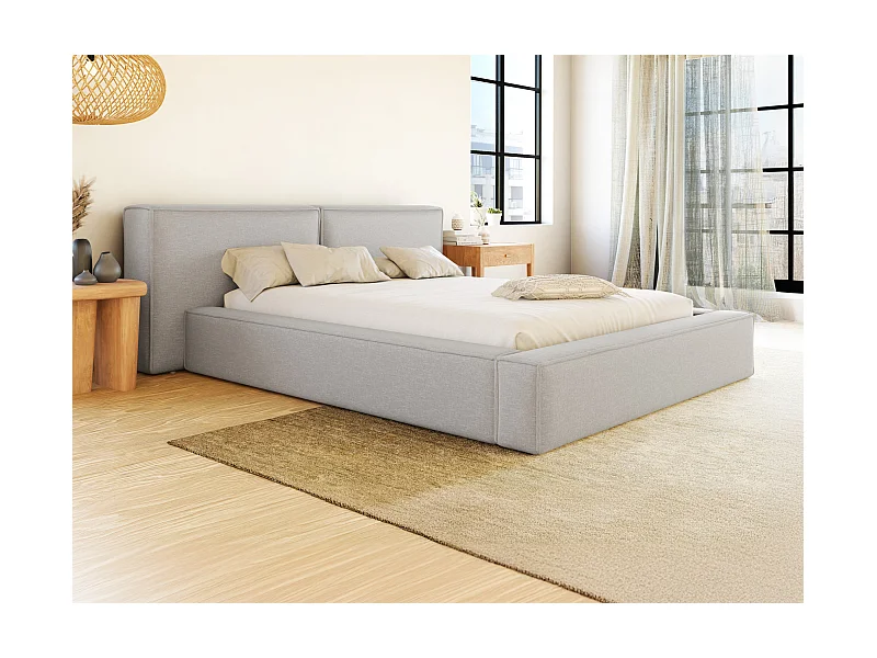 Letto con contenitore 180 x 200 cm Tessuto Grigio + Materasso TIMANO di PASCAL MORABITO