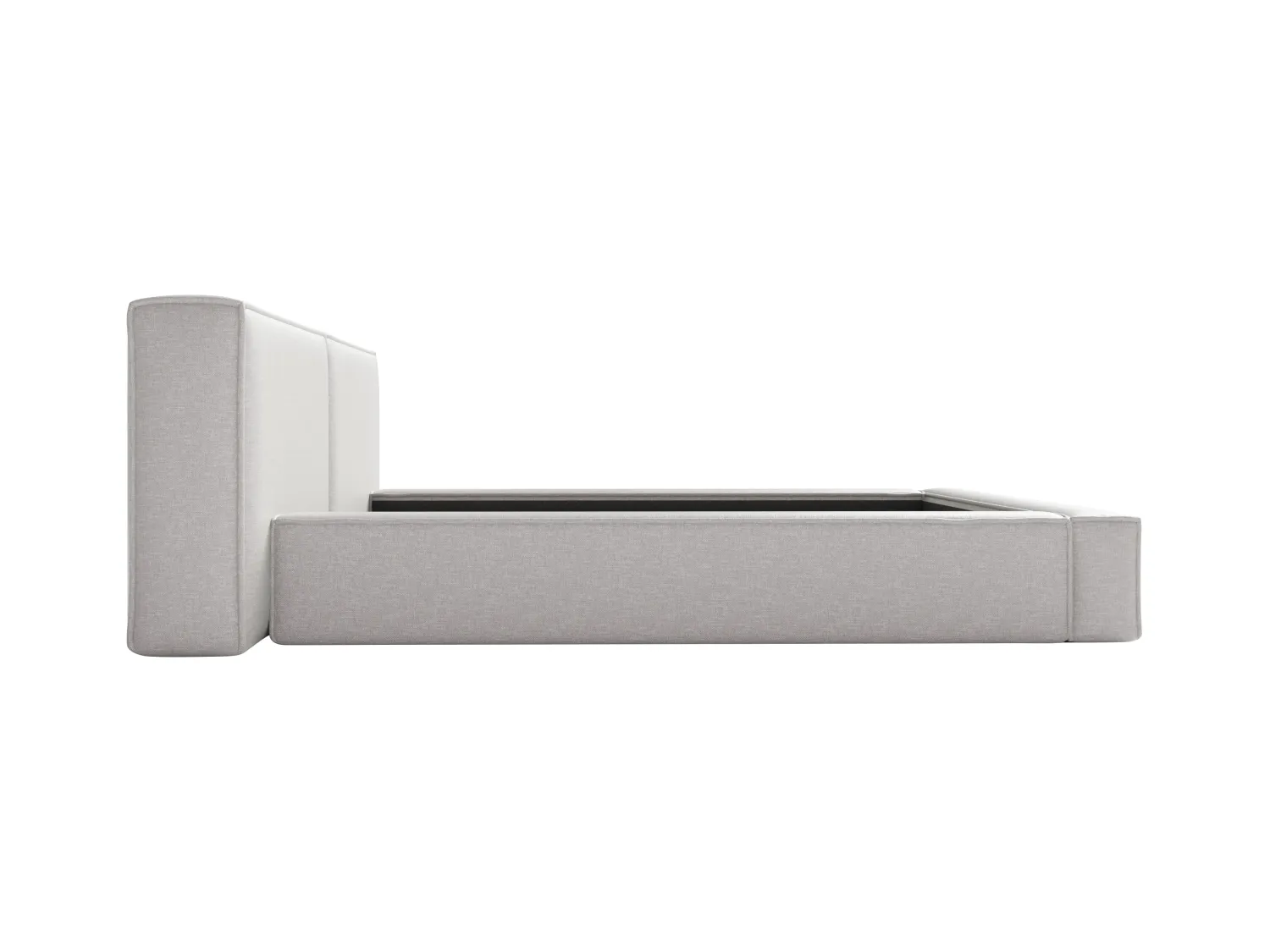 Lit coffre 180 x 200 cm - Tissu - Gris clair + Matelas - TIMANO de Pascal Morabito