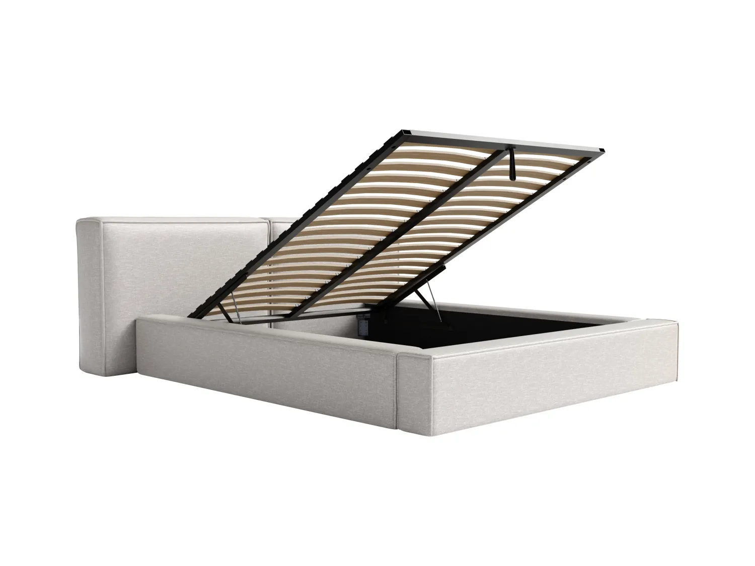 Lit coffre 180 x 200 cm - Tissu - Gris clair + Matelas - TIMANO de Pascal Morabito
