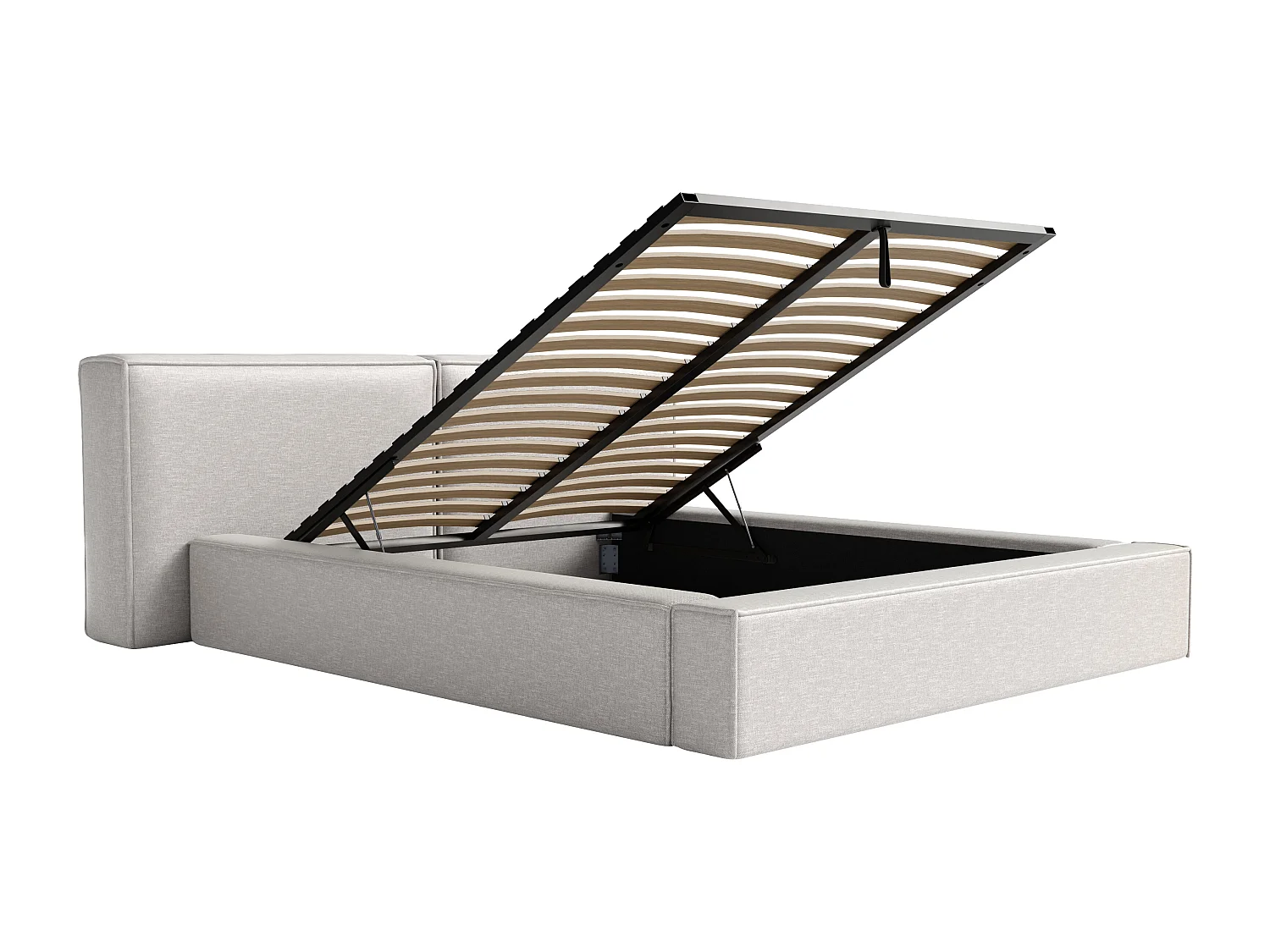 Bed met opbergruimte 140 x 190 cm - Stof - Lichtgrijs + matras - TIMANO van Pascal Morabito