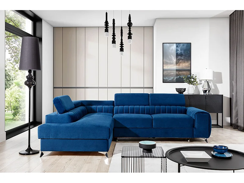 Ecksofa Genova L/Stoffbezug/Blau