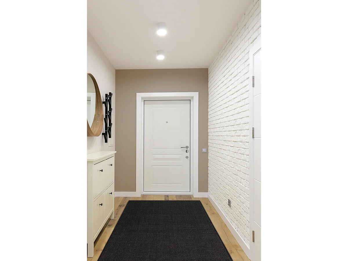 TAPIS DE COULOIR SIZAL FLOORLUX modèle 20433 noir LISSE 80x450 cm