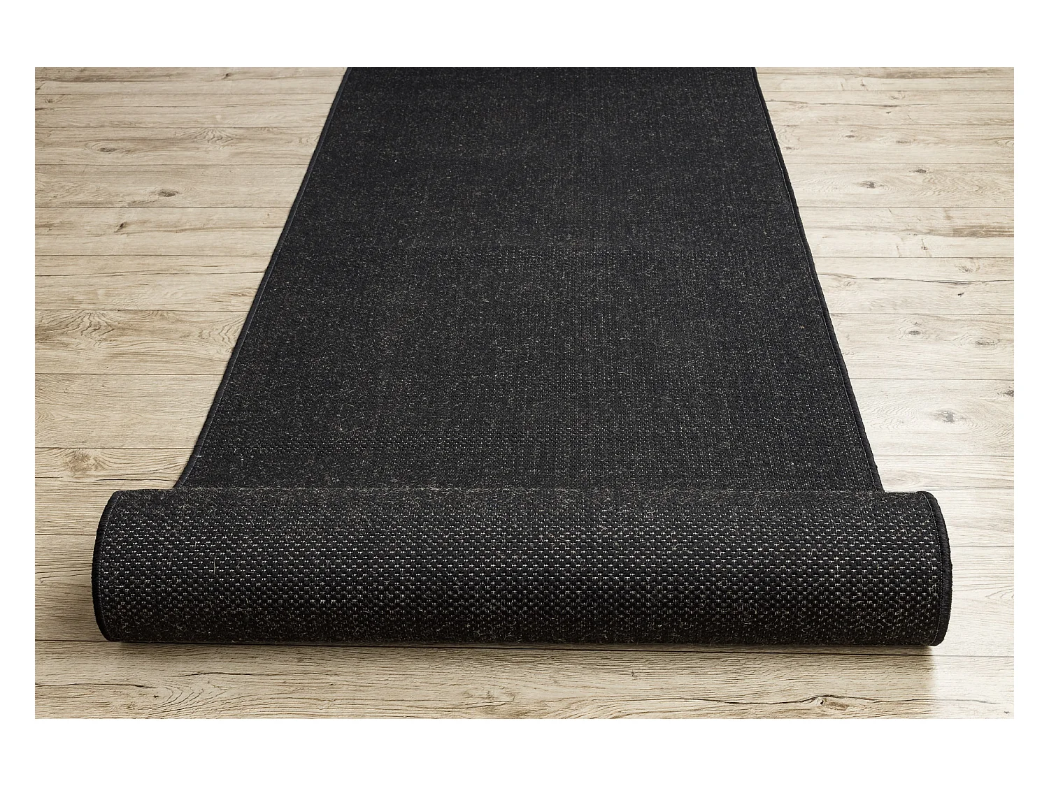 TAPIS DE COULOIR SIZAL FLOORLUX modèle 20433 noir LISSE 80x220 cm