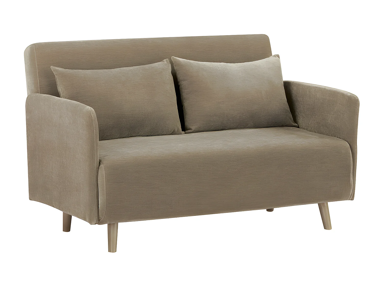 Belushi - Canapé convertible 2 places en tissu chenille L120cm - Taupe