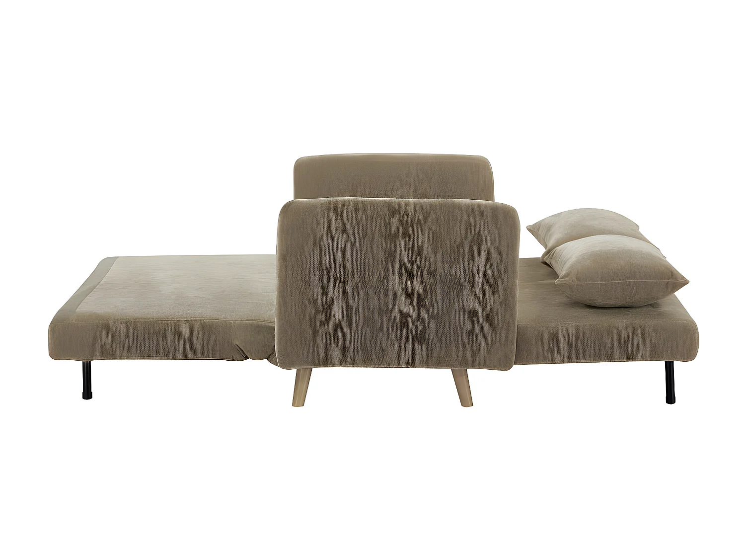 Belushi - Canapé convertible 2 places en tissu chenille L120cm - Taupe
