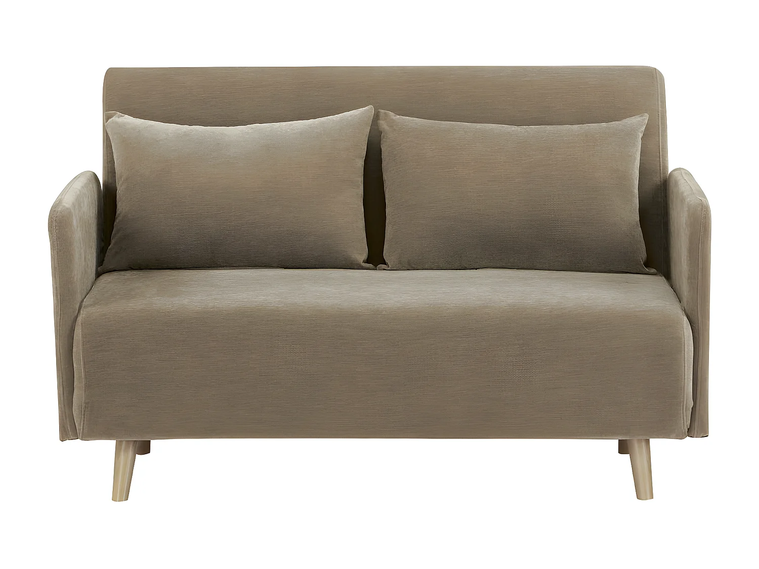 Belushi - Canapé convertible 2 places en tissu chenille L120cm - Taupe