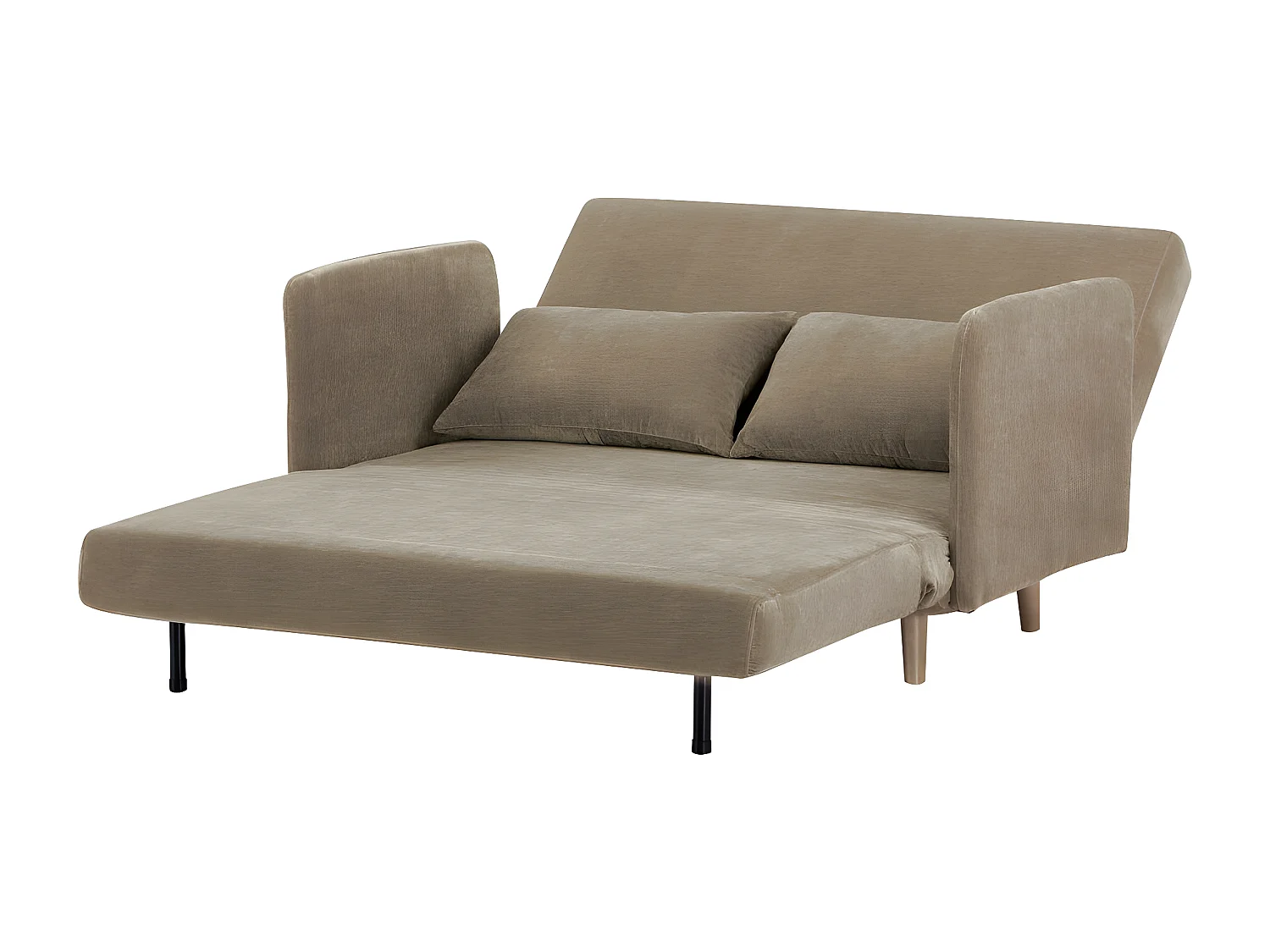 Belushi - Canapé convertible 2 places en tissu chenille L120cm - Taupe