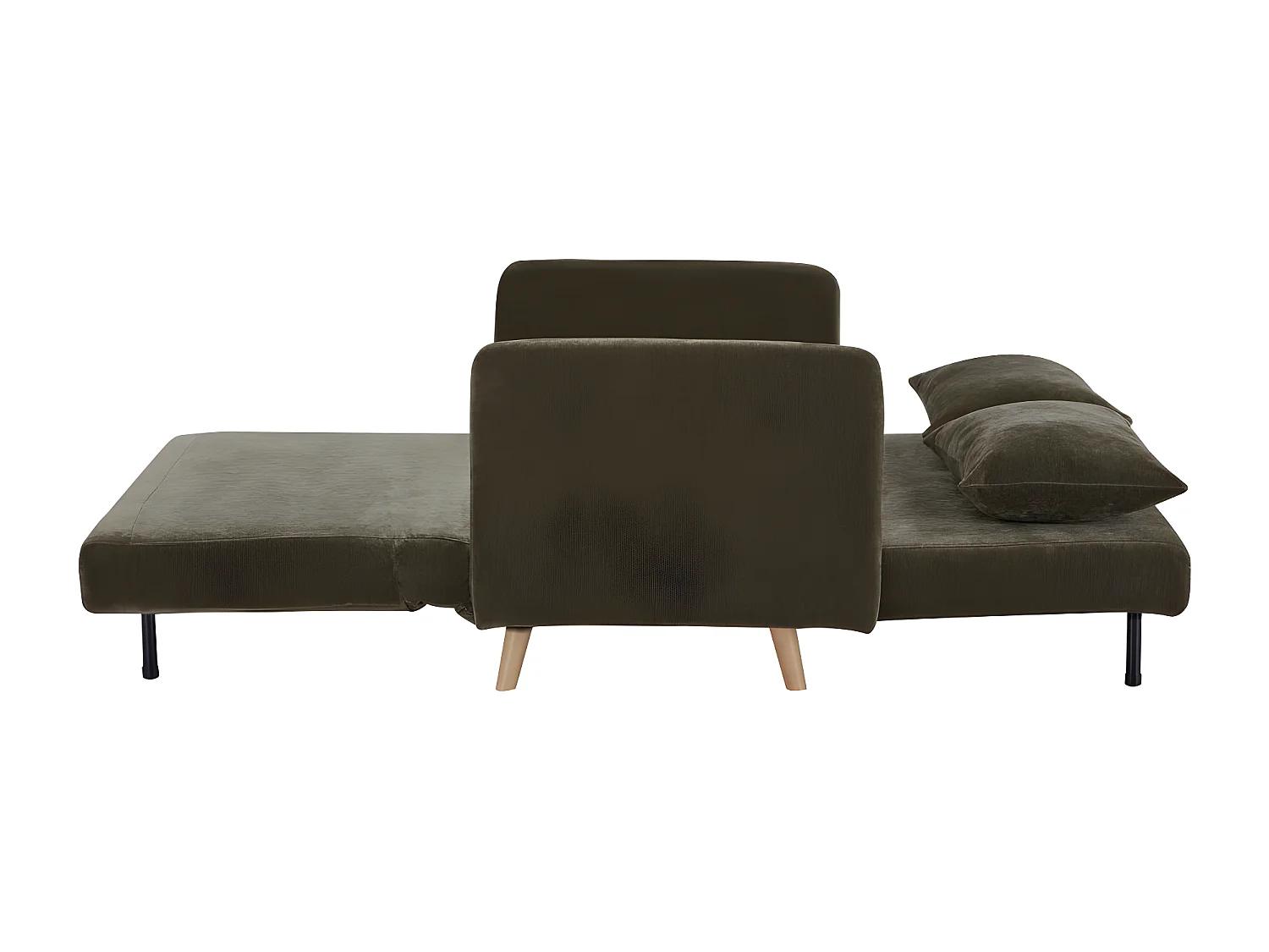 Belushi - Canapé convertible 2 places en tissu chenille L120cm - Vert kaki