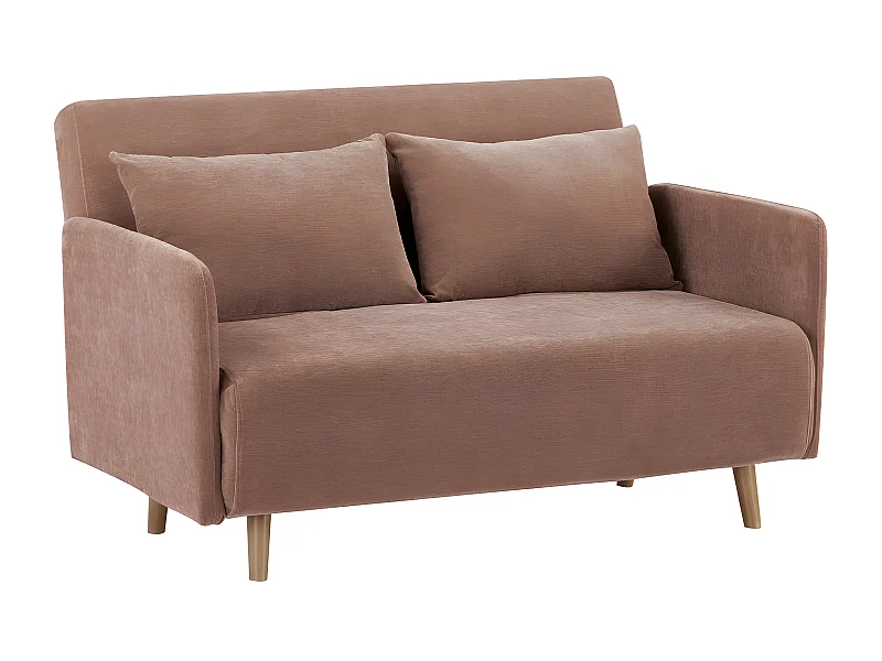 Belushi - Canapé convertible 2 places en tissu chenille L120cm - Rose blush