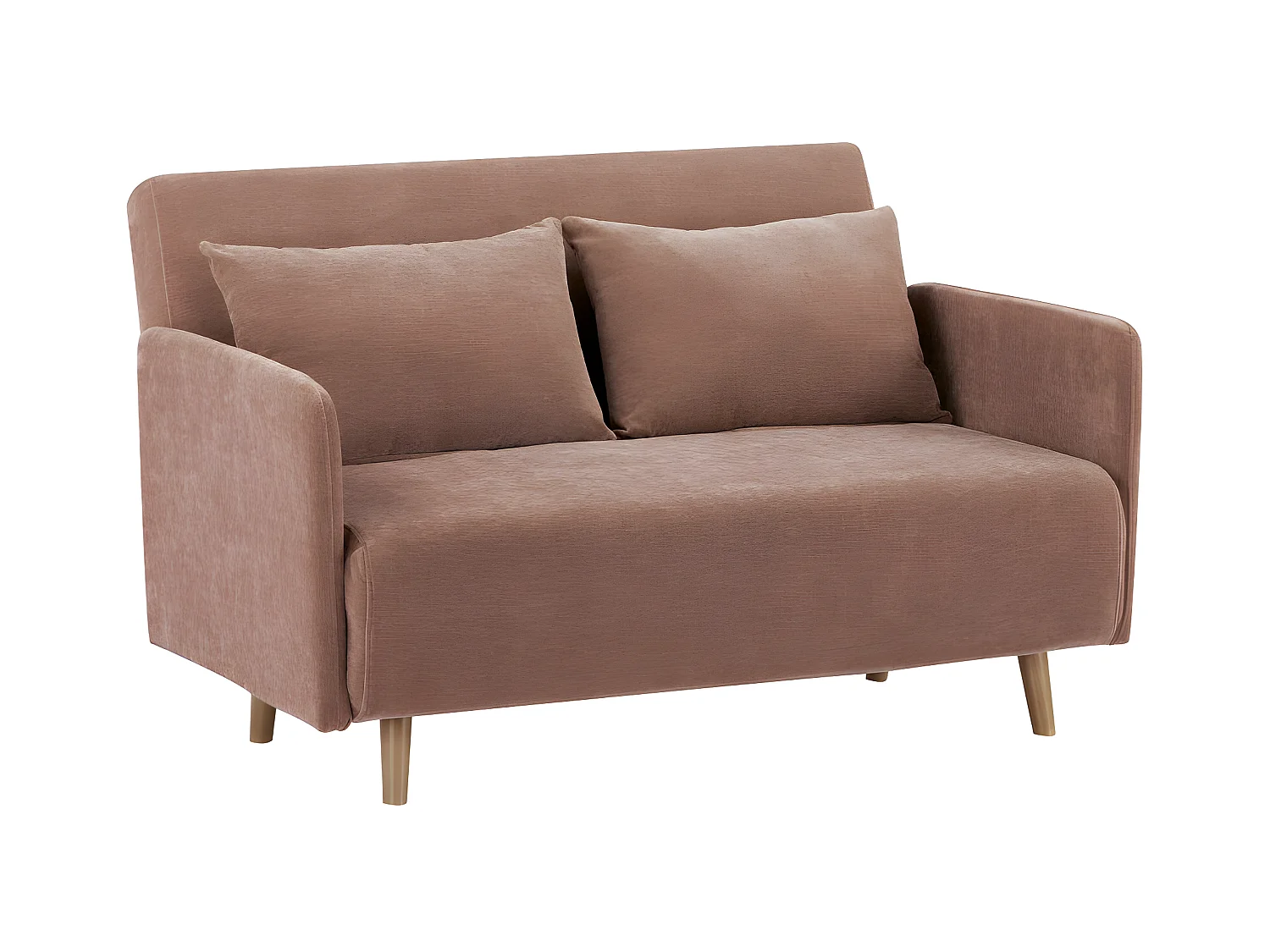 Belushi - Canapé convertible 2 places en tissu chenille L120cm - Rose blush