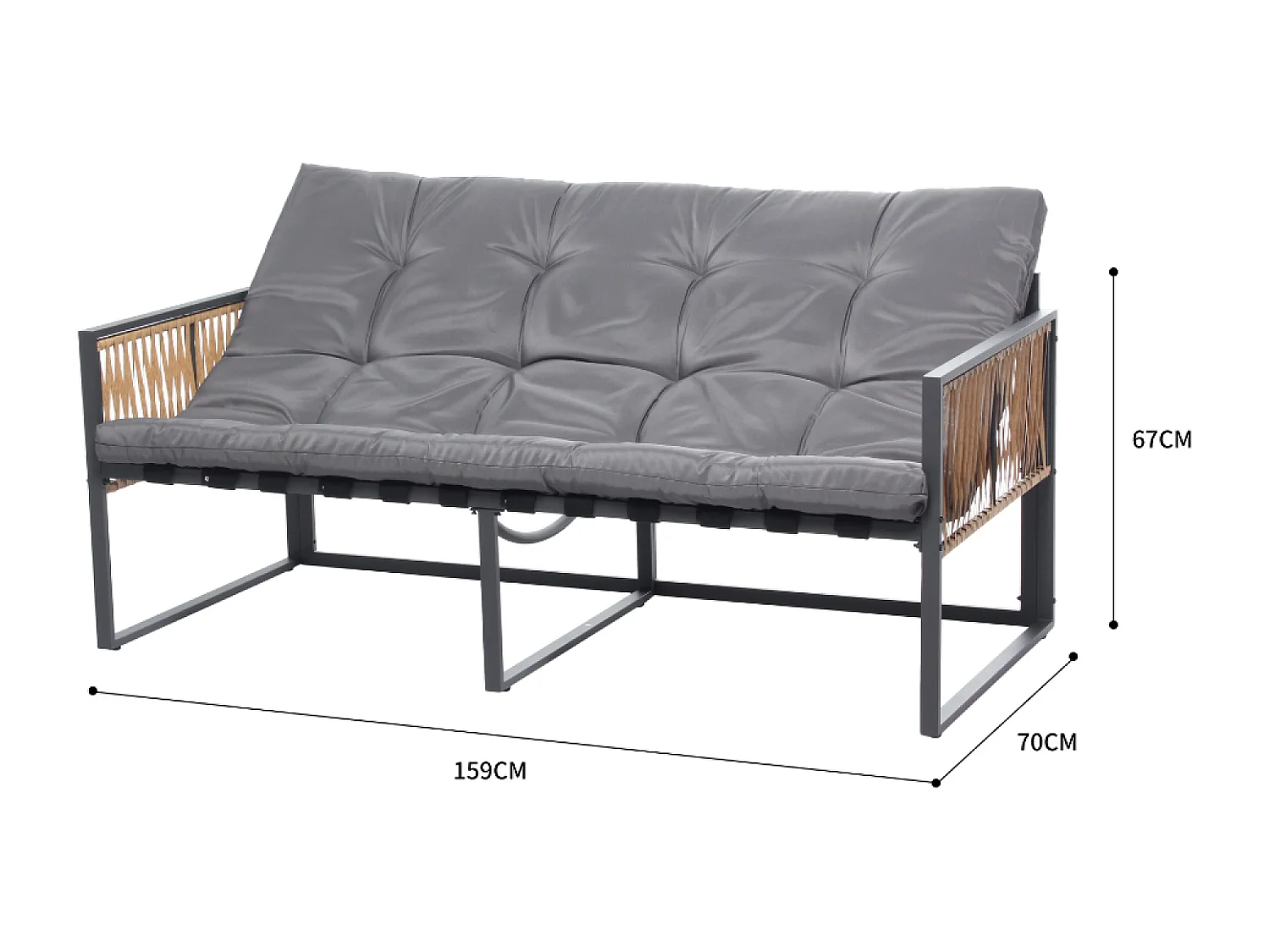 5-Sitzer Gartenmöbelset Turini mit Rattan-Optik und Stahlrahmen